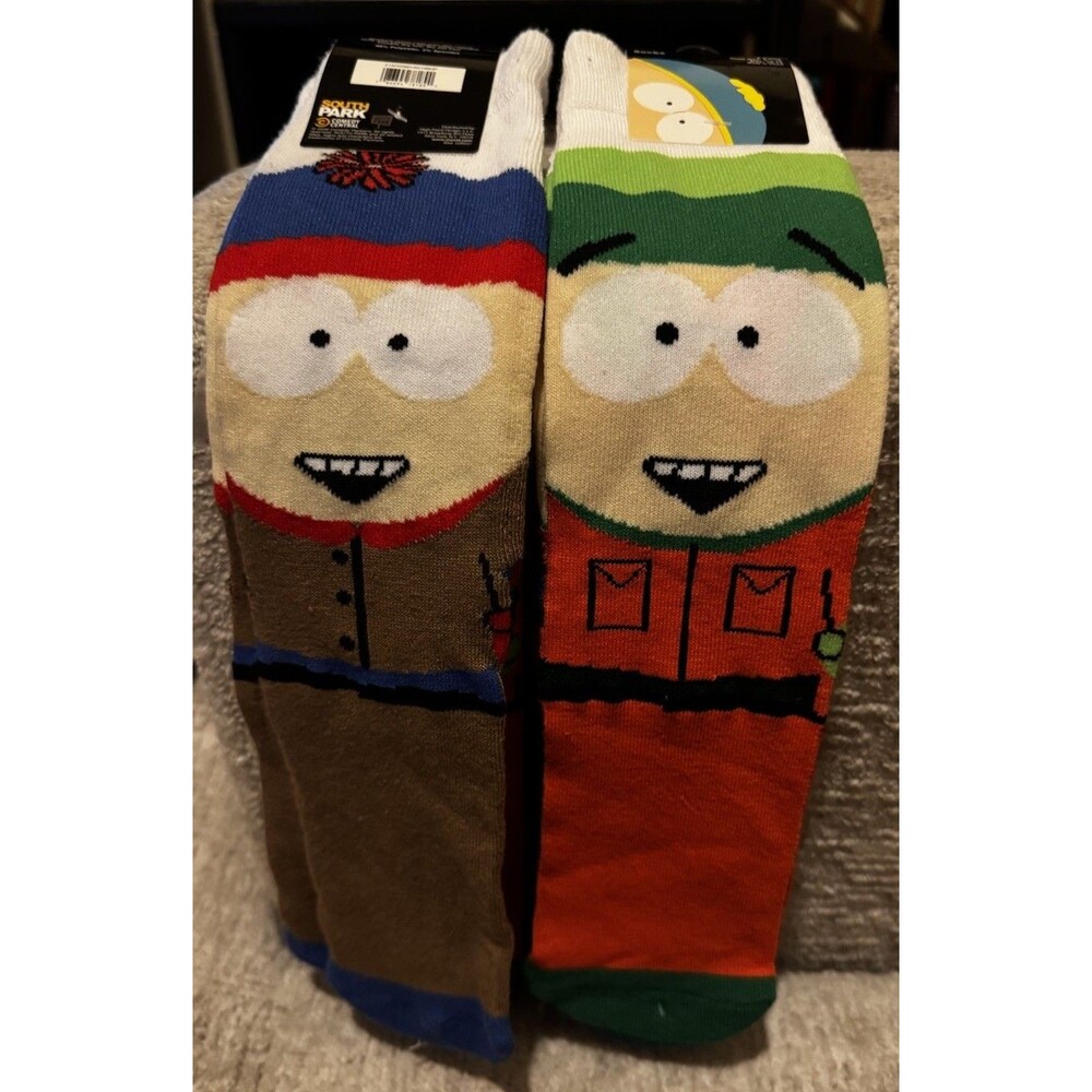 NWT Comedy Central South Park Crew Socks 4 Pair Men Shoe Sz 6.5-12 Stan / Kyle